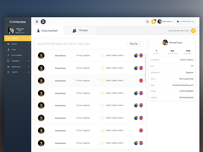 Contactless dashboard design flat web