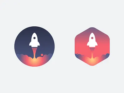 Rocket logo ai circle flat gradient hexagon icon launch launcher logo rocket sky vector