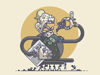 Romneyvore cash democrats illustration jewelry line art money one percent pie pompous republicans rich