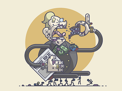 Romneyvore cash democrats illustration jewelry line art money one percent pie pompous republicans rich