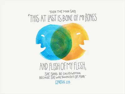 Genesis 2:23 character face hand painted painted person script scripture simple verse watercolor
