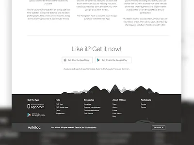 Wikiloc footer detail black clean detail footer web web design white