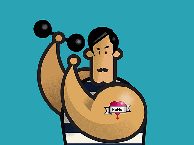 Marcel [Full view included] cartoon character illustration muscle sport tattoo vector