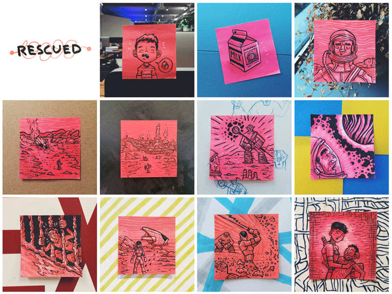 Rescued alien drawing fighting illustration rescue sketch space story