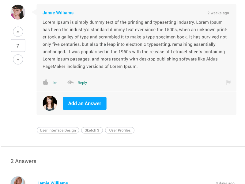 Commenting UI Interaction Demo answers comments interaction design prototyping ui