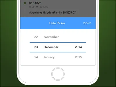 Duraation - Date picker for activities list action sheet date picker duraation iphone mobile popup