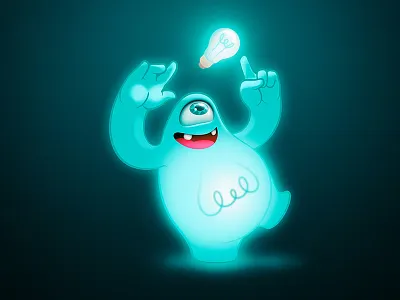 Monster blue character charadesign dune eye france gang handmade illustration lamp mascot monster