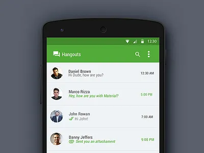 Google Hangouts android app application design flat materialdesign ui user interface ux