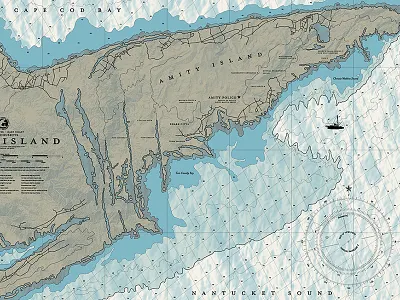 "CHUM CHART" chart design diagram graphic illustration jaws map movie nautical orca poster