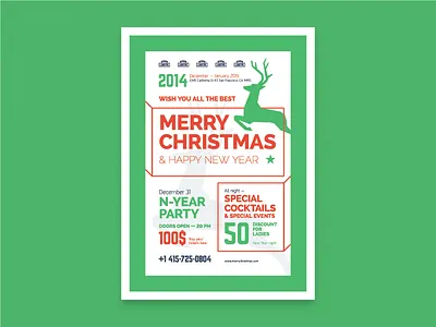 Christmas poster christmas deer eps event holidays invitation new year party poster template vector