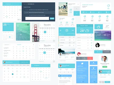 Elixir Widgets calendars elixir notes profile tasks tweet twitter ui kit weather widgets