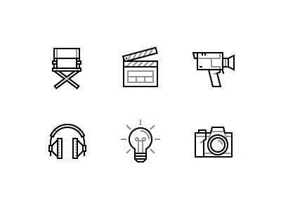 Cinema icons - Free camera chair cinema clap director free headphone icon idea light super 8