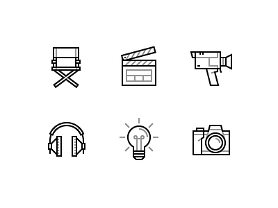Cinema icons - Free camera chair cinema clap director free headphone icon idea light super 8