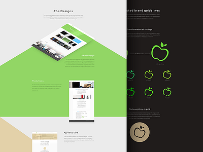 AppelStijl portfolio casestudy case study contrast dark gold green logo portfolio ui ux web white