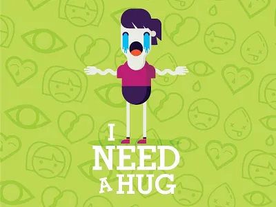 I NEED A HUG flat design graphic design illustration mobile app uiux