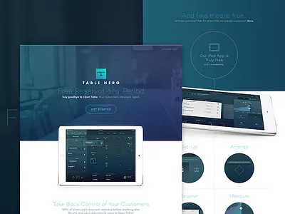 Reservations iPad App Marketing Site blue design gradient ipad purple rwd website