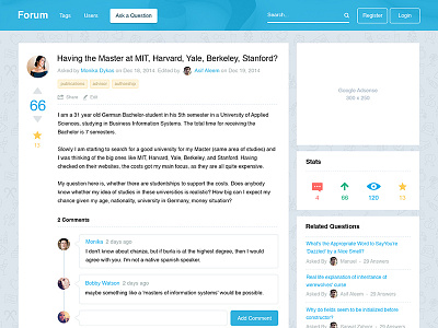 Forum - Question and Answer Page Design 2nd page answers comments detailed page forum questions inner page second page sub page tags web design web page design