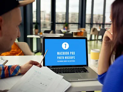 Couple using Macbook Pro - 7 photo mockups apple couple display macbook mockup object photo mockup portfolio presentation psd smart web design