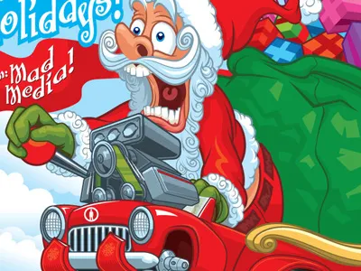 Ratfink Santa christmas holiday hotrod illustration presents rat fink santa claus tycooncreative vector