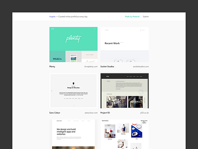 Inspire design inspiration inspire material portfolio project showcase side project tumblr tumblr theme web design work