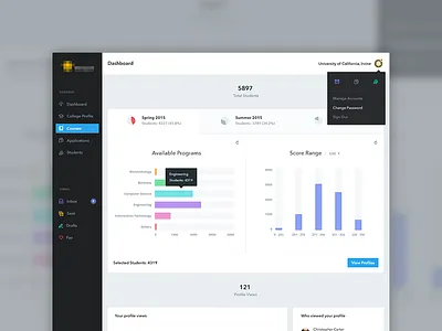 Universities and Students dashboard education student ui university ux web app
