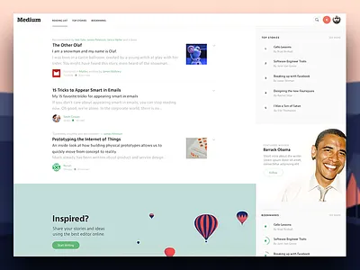 New Medium Homepage comment editorial follow friends medium navigation news notification platform publication responsive social