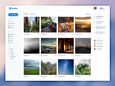 Dropbox clean dashboard dropbox library minimal osx redesign storage