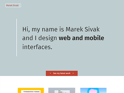 Shot #1872633 clean flat fullscreen landing page marek sivak one page personal website portfolio single page web website