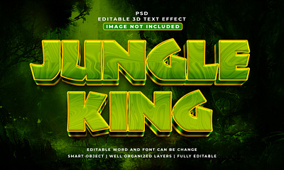 Jungle King 3d editable psd text effect style text