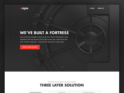 Xapo Vault bitcoin black buildings illustration landing pricing security twitter vault