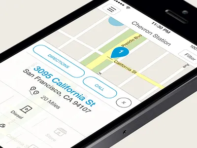 Chevron Station Finder app directions gas icons ios iphone map ui ux