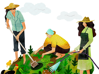 Grow character chicken editorial farm farming garden gardeners gardening grow illustration life urban farmer