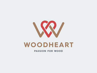 Logo for Woodheart branding craft inspiration lines logo love minimal passion w