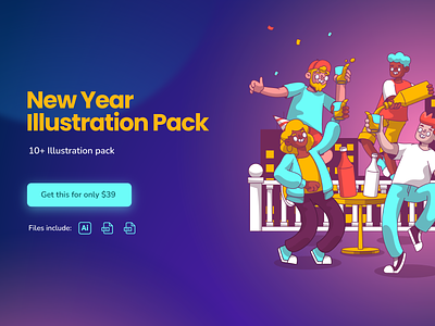 New Year Illustration Pack by Pixel True graphic design graphics illustration vector vector illustration