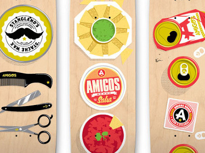 Amigos Winter 2013 amigos beer chips color illustration salsa skateboard vector wax wood