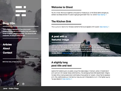 Jane Index blog ghost helvetica index theme wip