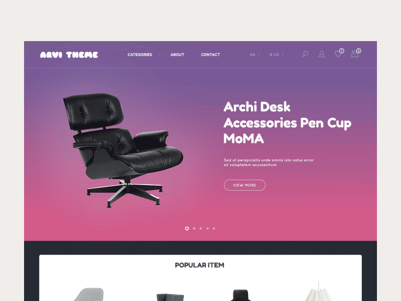 Arvi Scrolling arvi e store ecommerce elegant free freebie hezytheme products scrolling shop site template themeforest