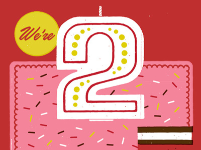 Amigos Second Birthday amigos birthday cake illustration number pink red type typography vector
