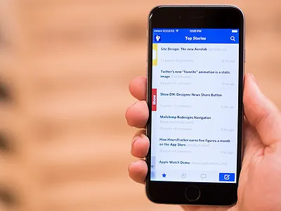 Designer News for iPhone app blue clean designer news flat interface ios iphone mobile redesign ui ux