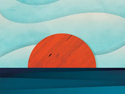 Ocean Sunset illustration illustrator josh warren oceans sky sun sunset texture waves
