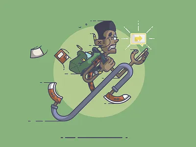 Bully Trouble braces bully dork flip up glasses gps illustration line art nerd run scared zoom