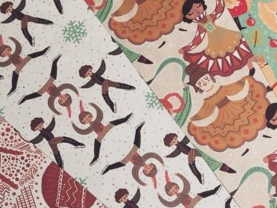 Wrapping Papers christmas digital illustration lords leaping pattern patterns swans swimming twelve days of christmas