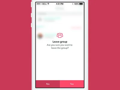 Leave Group app blur group leave popup