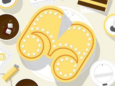 Amigos Third Birthday amigos beer birthday cake coffee illustration number soda type typography vector yellow
