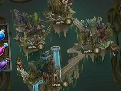 Witch Town building game screen title ui