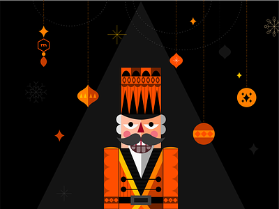 Have a cracking Christmas 🎄 ! black and orange card character christmas christmas balls christmas eve christmas tree cozy holiday home illustration merixstudio mood new year nutcracker warm wishes