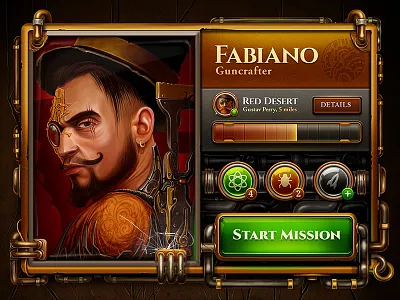 Steampunk Profile button cooper details graphic handmade head metal part profile sketch skill steampunk