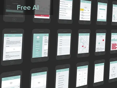 UX Wireframe Set free freebie illustrator ios7 iphone kit prototype set ui ux vector wireframe