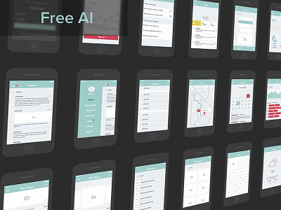UX Wireframe Set free freebie illustrator ios7 iphone kit prototype set ui ux vector wireframe