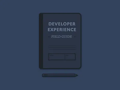 Developer Experience Field Guide Illustration book developer experience dx guide illustration navy dark notebook paper pencil typography vector